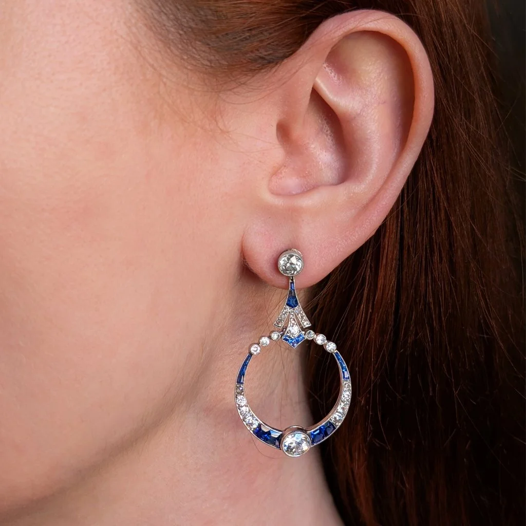 7304 - Art Deco Sapphire Earrings Model Web.jpg