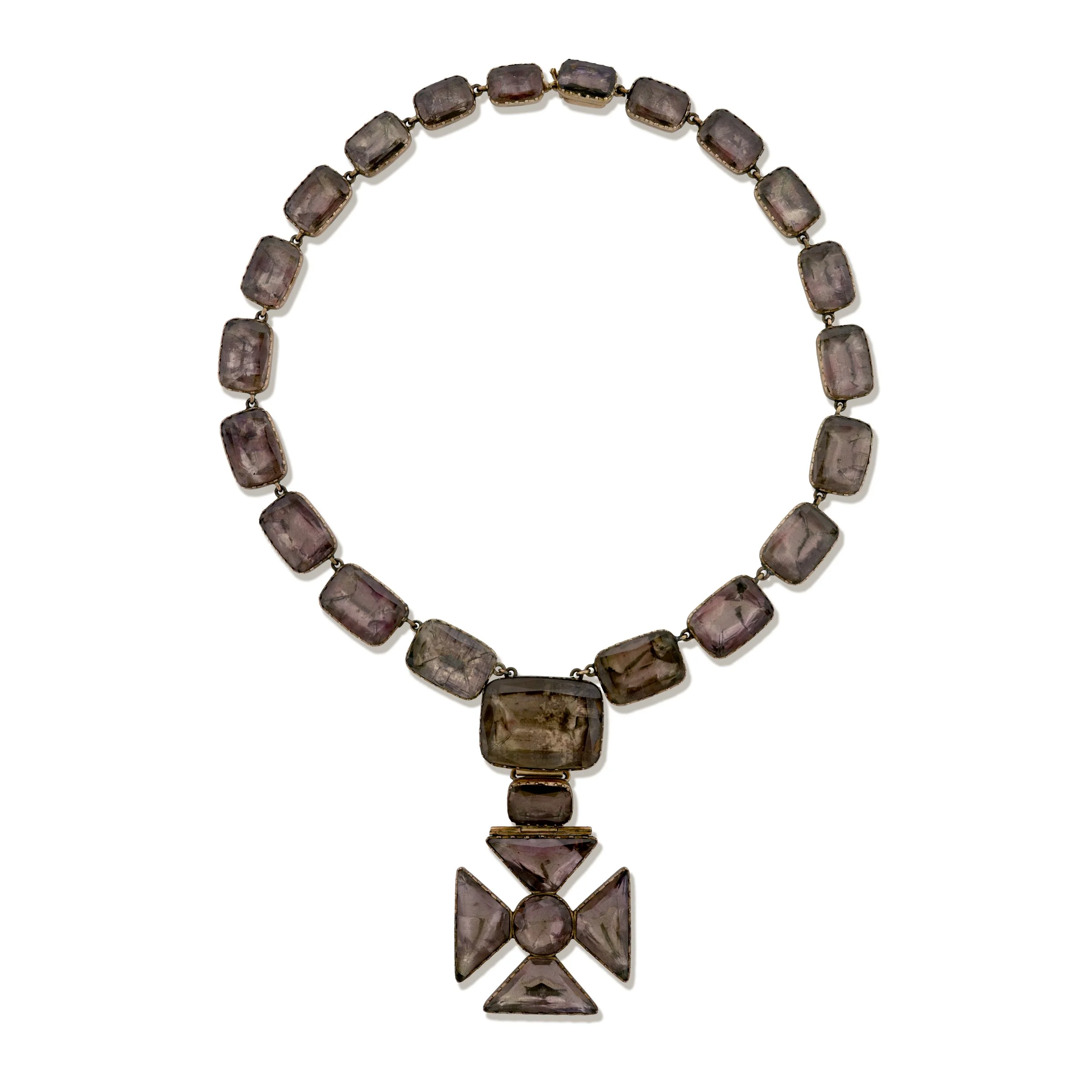 Antique Quartz Maltese Cross Necklace, circa 1800