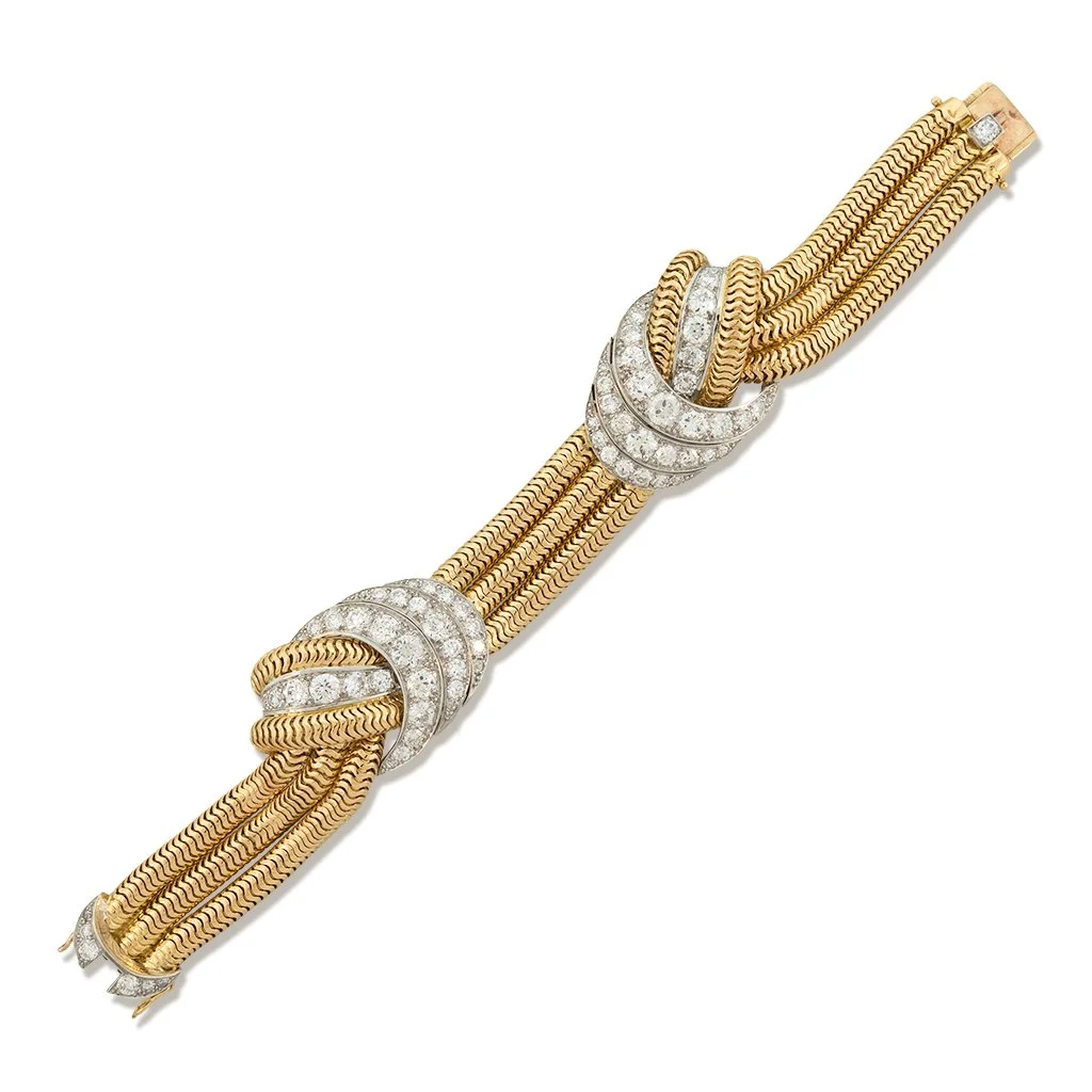 Retro Diamond Knot Bracelet, circa 1950
