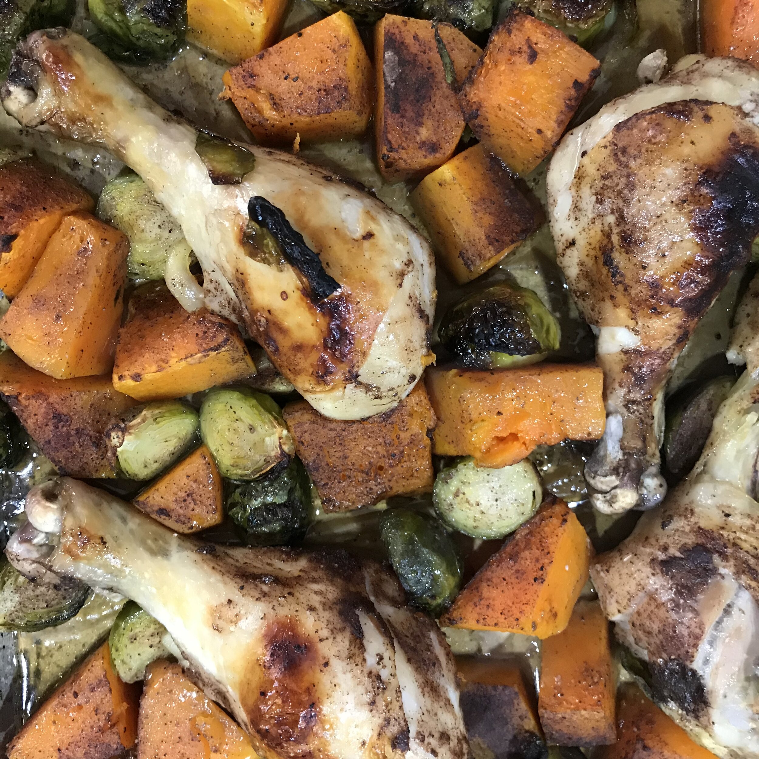Spiced Chicken with Winter Squash & Brussels Sprouts
