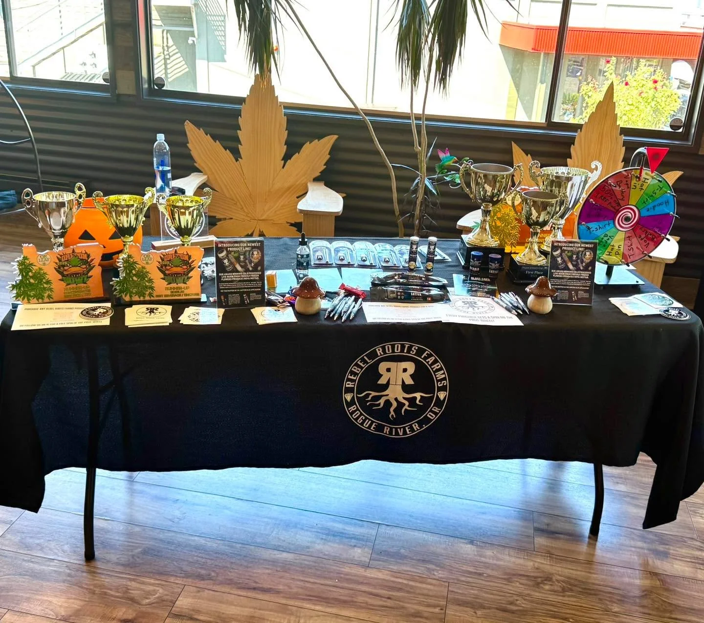 All set up at Oregons Green Rush! Drop in if you&rsquo;re In the area. 

We'll be at Oregon's Green Rush this Friday at 2pm! 

Free merch and 20% off all Rebel Roots products during the event 🖤

#cannabiscommunity #rebelrootsfarms 

**Not for sale. 