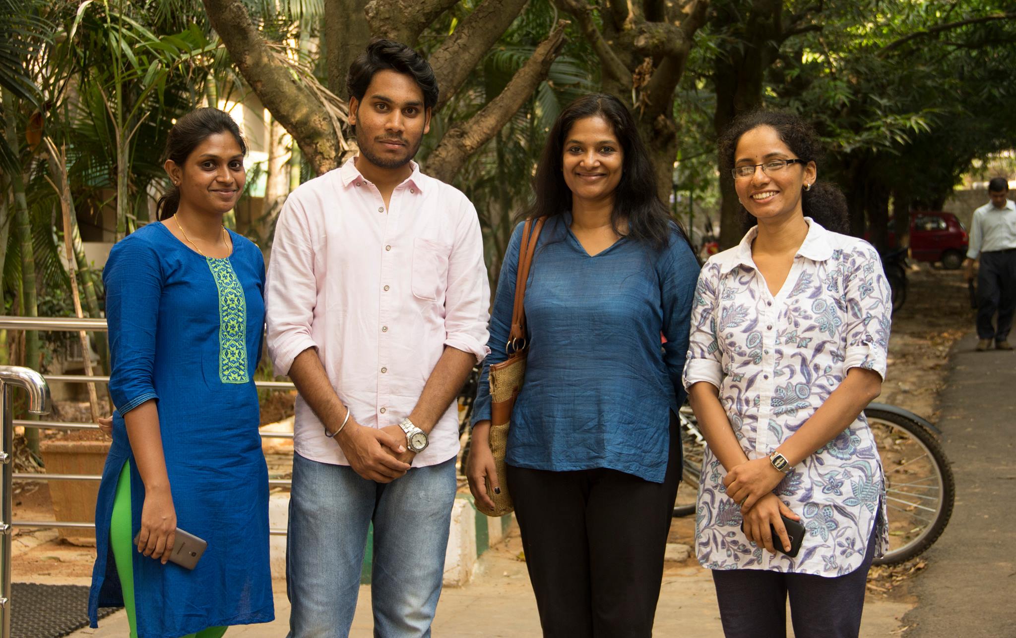 Left to right: Pooja Bai, Harish N, Pallavi MD and Sahana Venugopal at Indian Institute of Science, Bengaluru