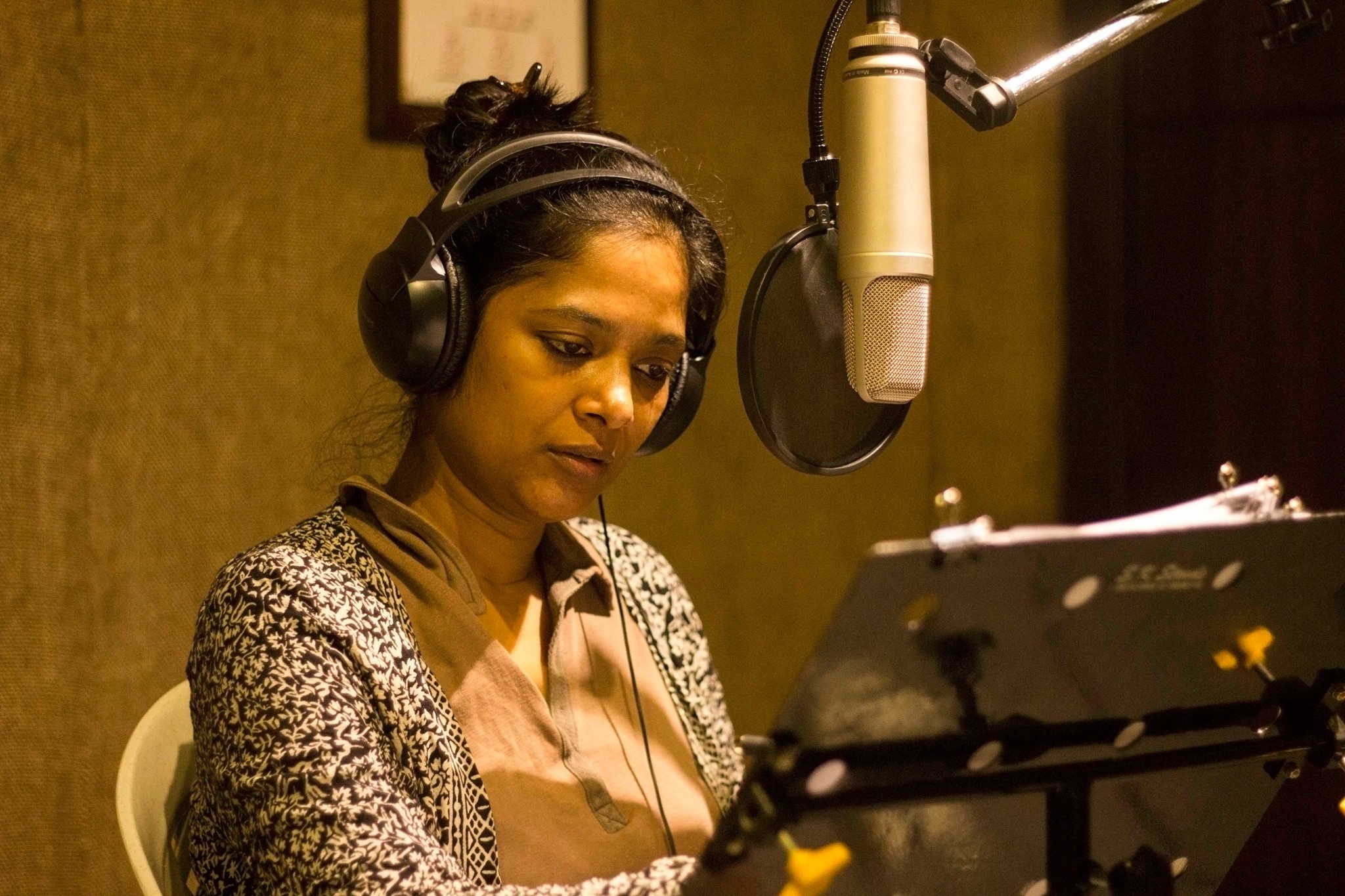 MD Pallavi recording for Madhuravachaka at Ananya studio, Malleshwara, Bengaluru in 2016