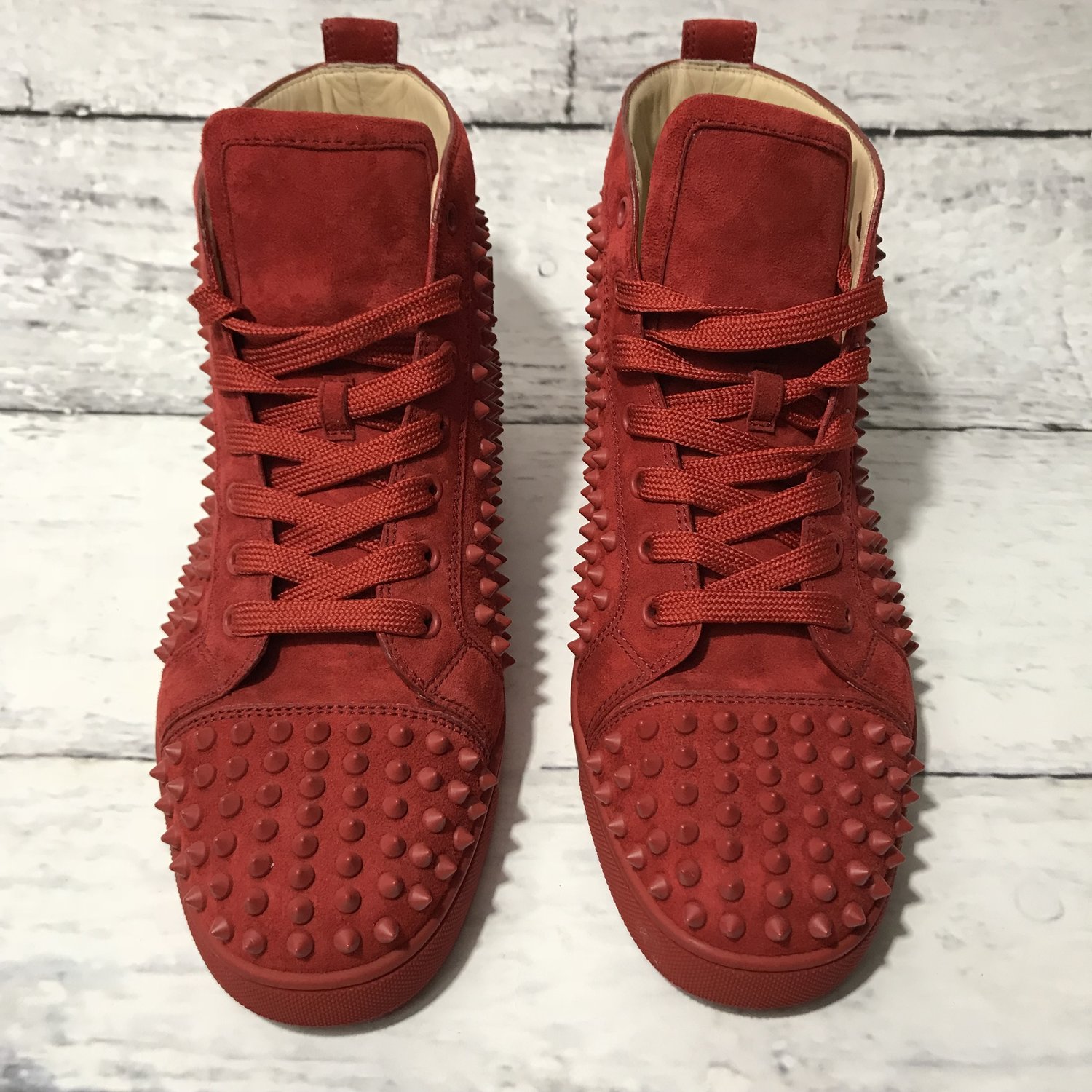 Christian Louboutin red suede spiked sneakers (43) — REBOUND JUNKIE