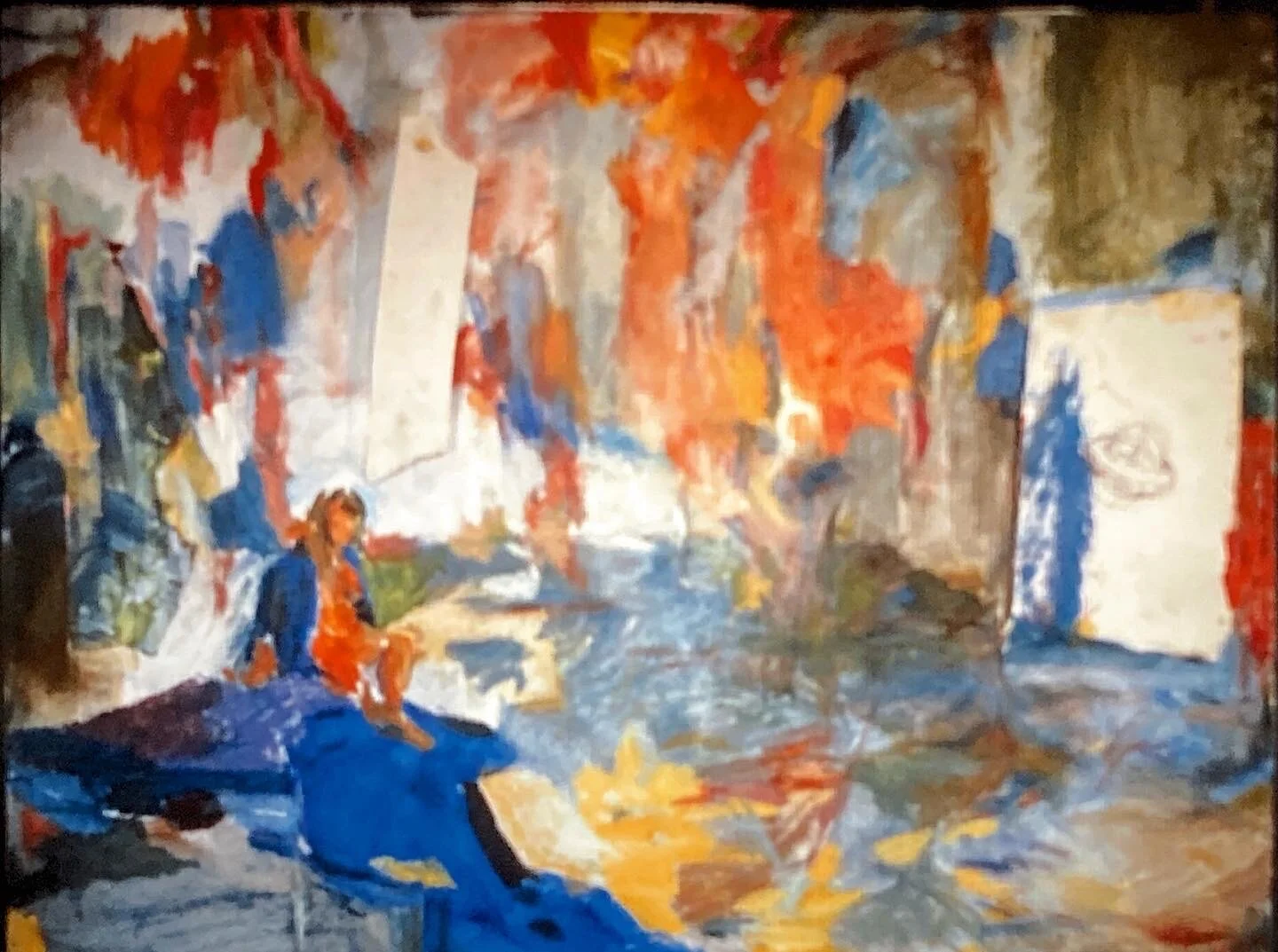    Figure in Studio  , 1985 Mixed media, 30 x 40 inches 