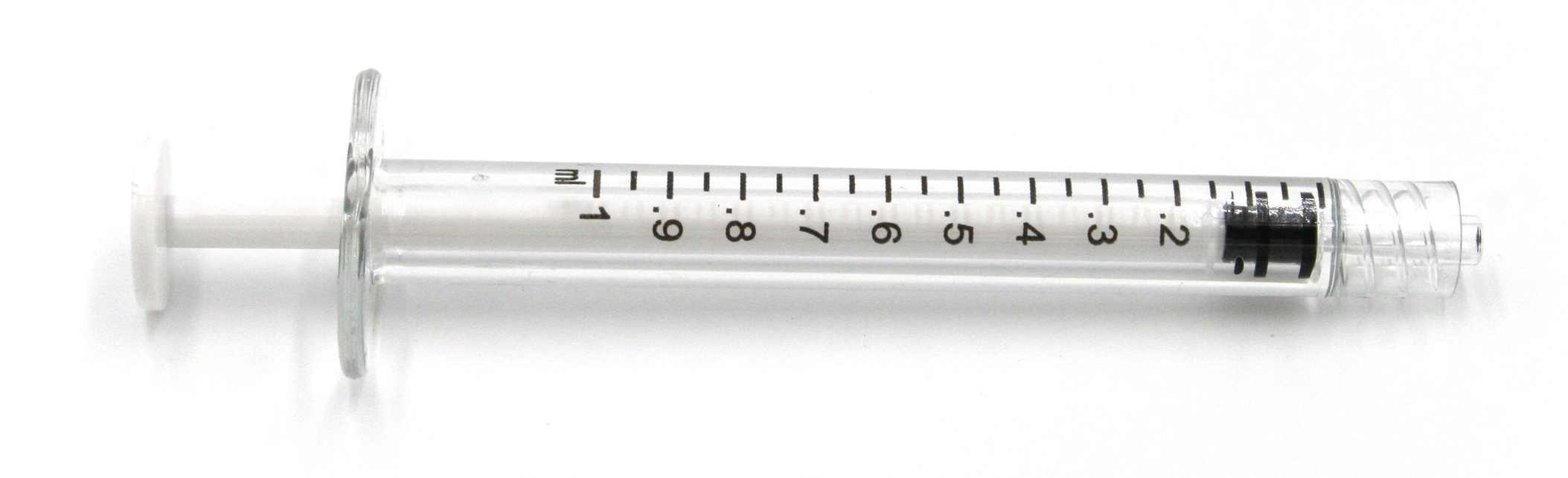 Polycarbonate 1ml syringein white. Click for detail.