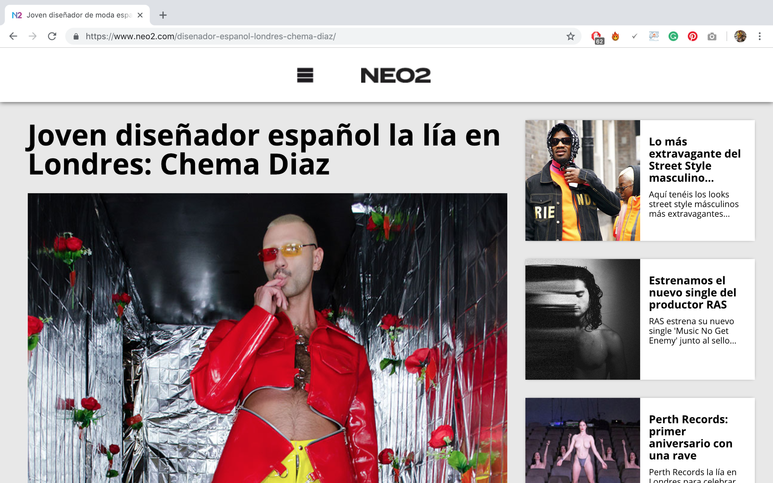 NEO2 - Joven diseñador español la lía en Londres: Chema Diaz