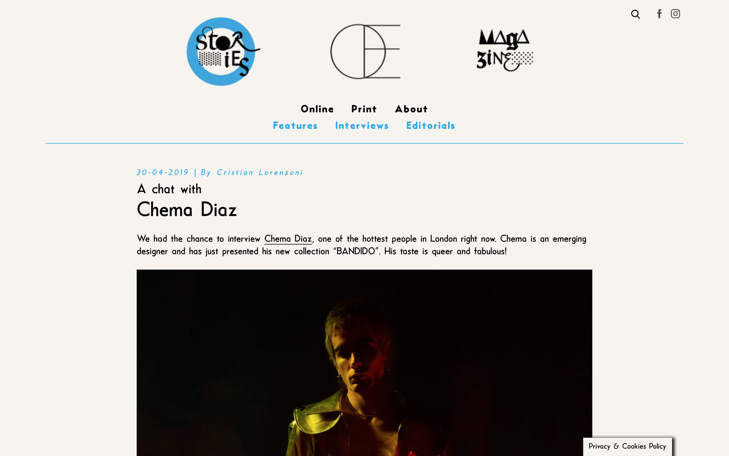 OE Magazine - "A Chat with Chema Diaz"