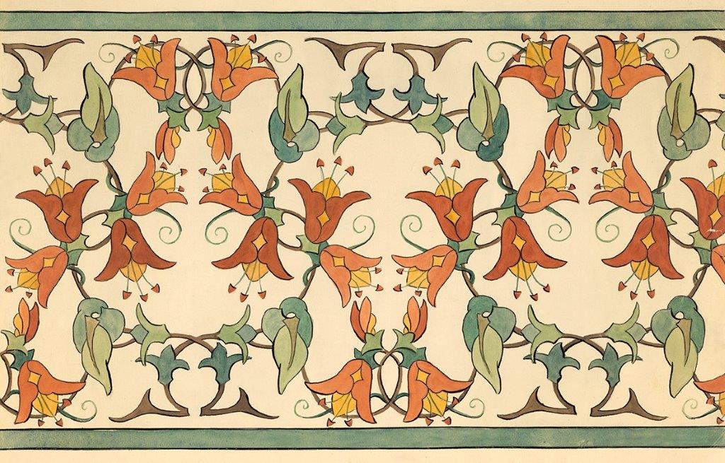 Avis Smith nee Chapman, Floral Motif Design , 1944, C type archival print of original gouache and ink on paper.