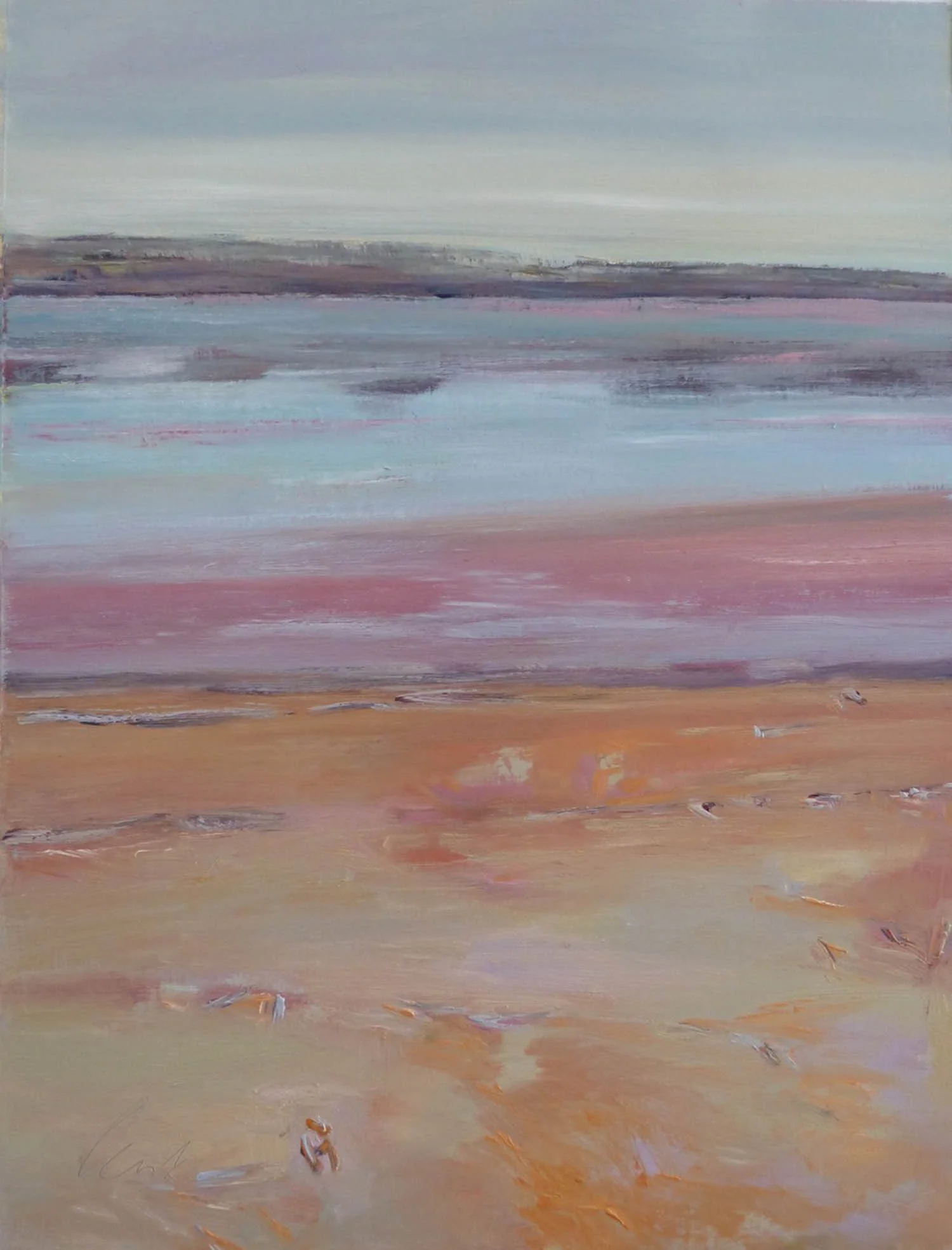 Irma Denk, Pink Lake, Summer , 2016, 56cm x 68cm, oil on canvas paper.