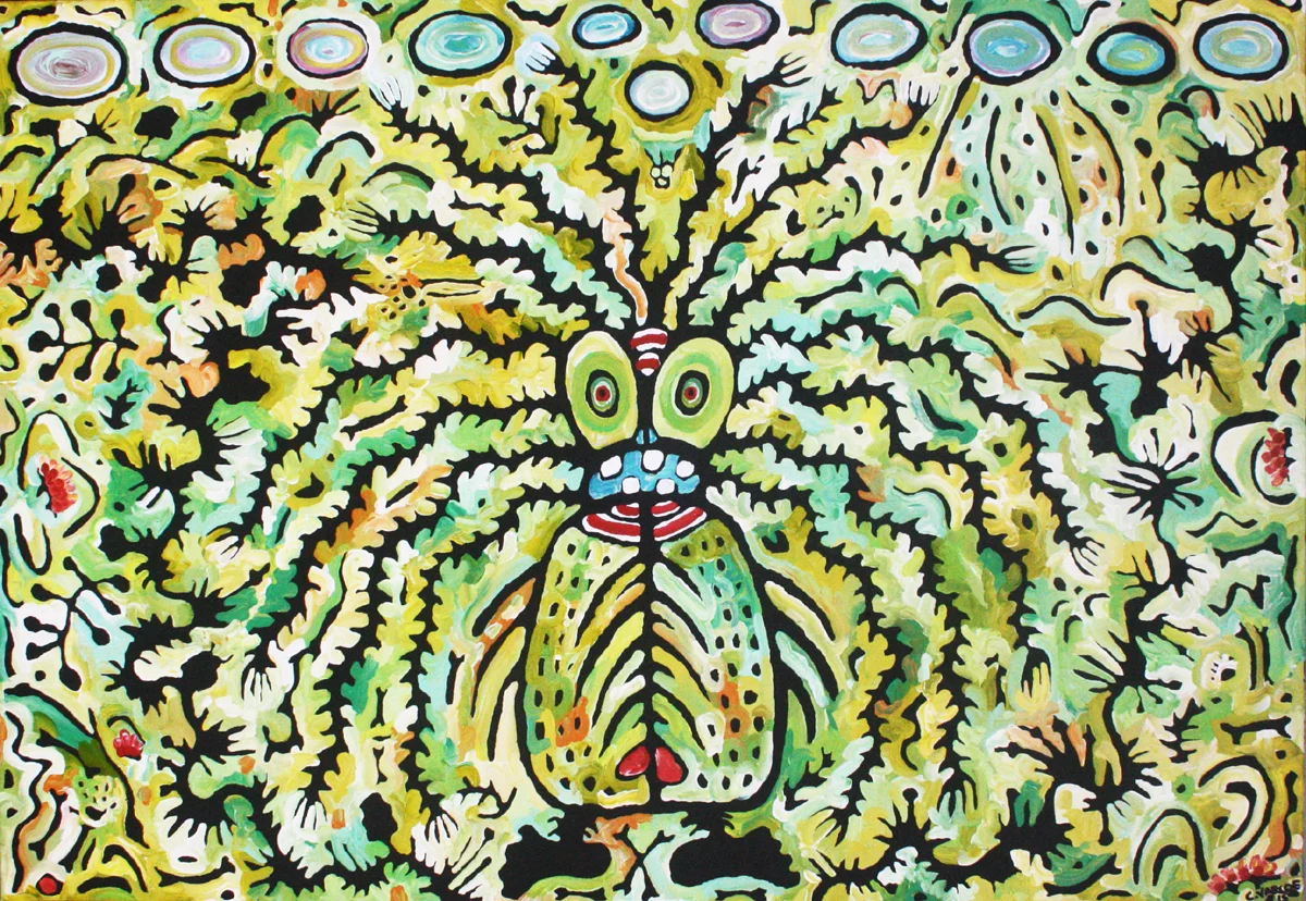   The Molyewongk , Cedric Varcoe, 2016, acrylic on canvas, 84x122cm. Photo Better World Arts 