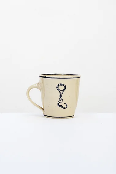 Gerry Wedd, Cuff cup , 2016, Thrown, cobalt decoration, 1220ºC. Dimensions 90x90mm. Photo Andrew Cowen.