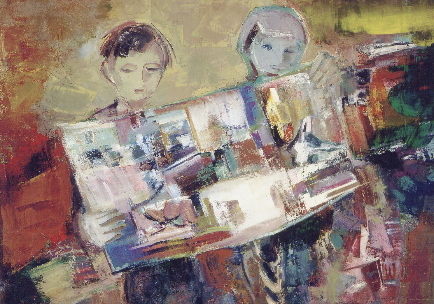  Wladyslaw Dutkiewicz,  Children Playing , 1964, oil on board  