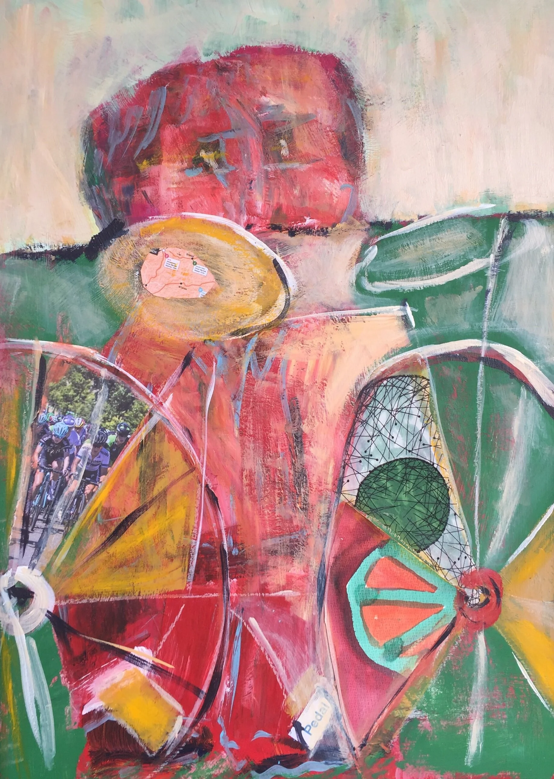 Jane Mason,  Man on bike , 2019, mixed media