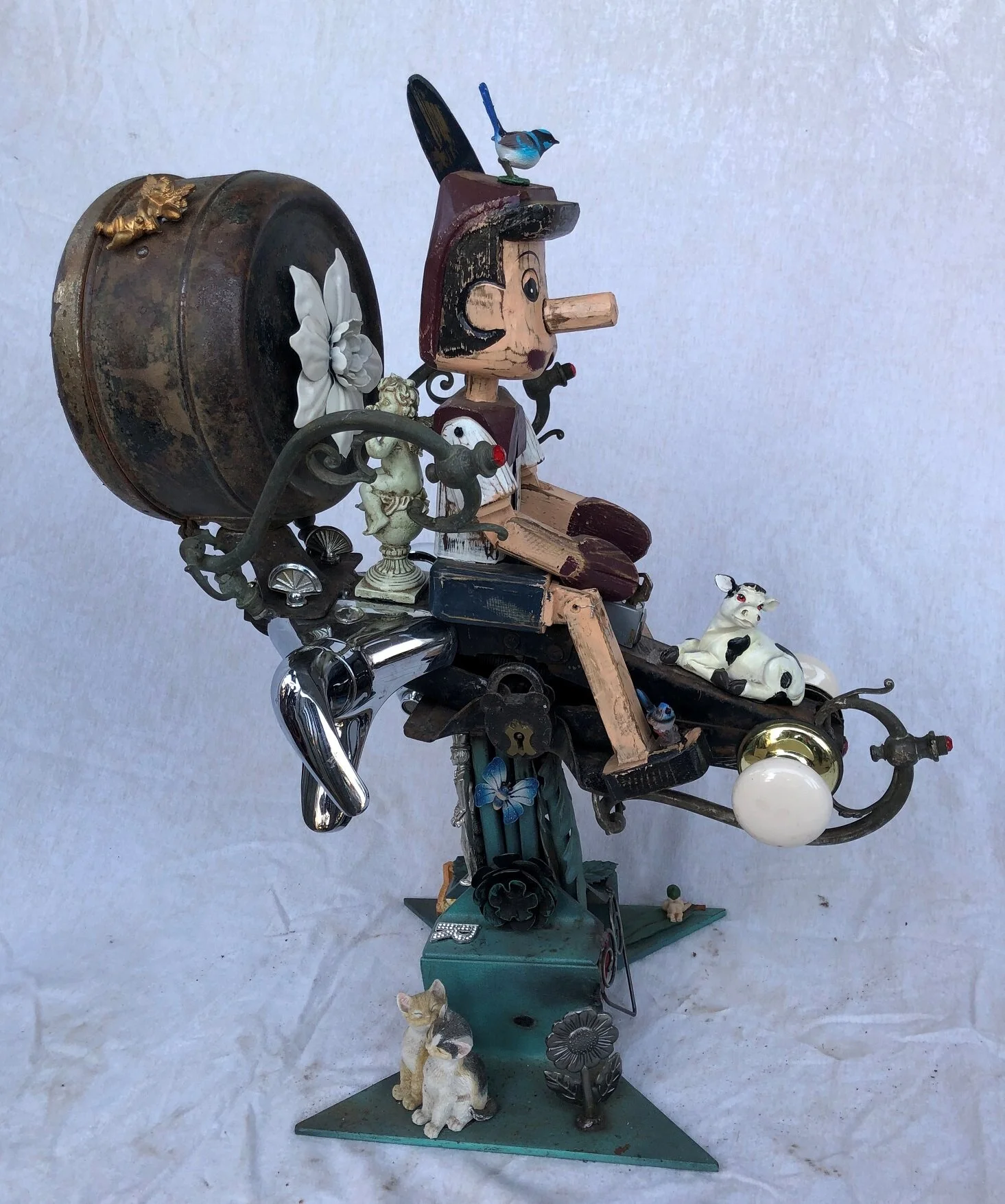 Stephen Oatway,  Pinocchio , 2019, found objects, 65 x 45 x 60cm