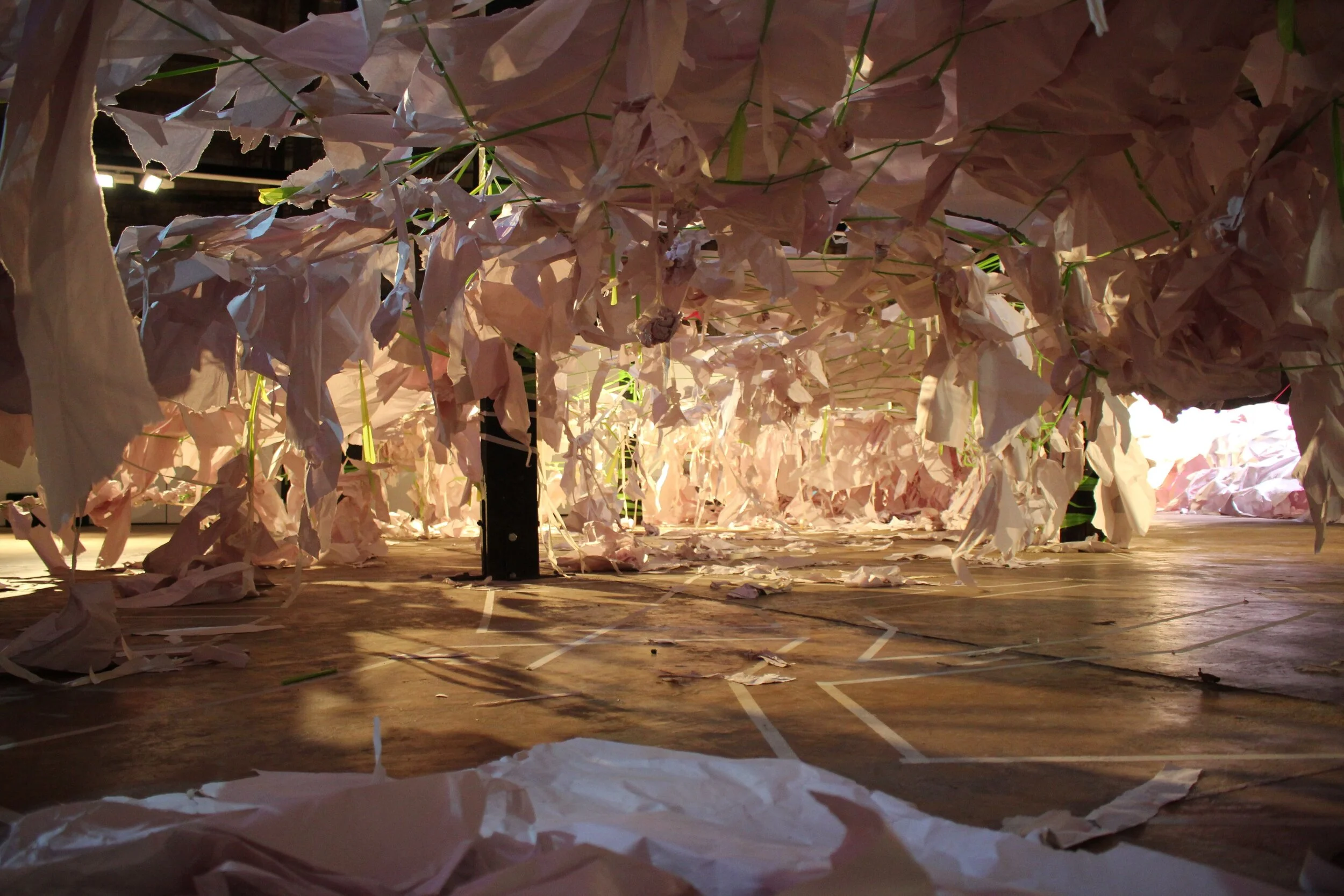 Rosie Miller,  Paper Town time-based installation for Tinkering Tank   (made in conjunction with participating children at Tanks Arts Centre during the 2018 Cairns Children’s Festival) 2018, time-lapse digital animation on flat screen, duration 4min 18sec. Photograph by Lily Castleman. Image courtesy the artist.