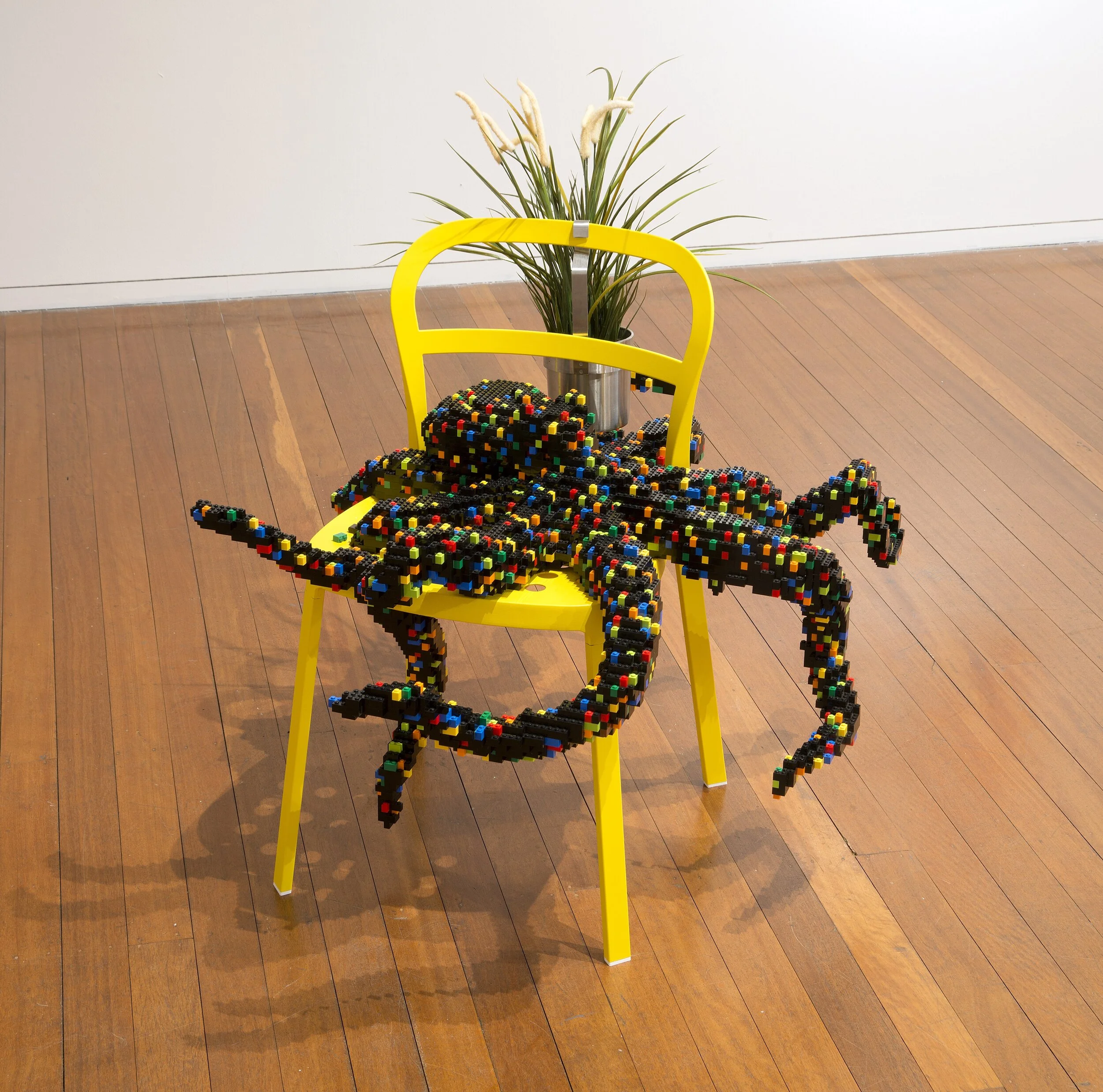 Claire Healy &amp; Sean Cordeiro,  Downstairs Dining Room – Octopus , 2014, Lego, IKEA chair and plant with hanger, 96 × 100 × 72 cm. Photograph by Ivan Bulijan. Image courtesy of the artists and Roslyn Oxley9 Gallery.