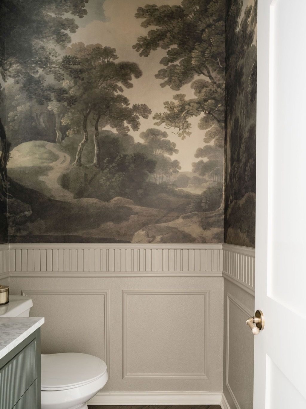 The prettiest little powder room that you ever did see! Scroll to the end to see the before pictures. 
.
This powder room transformation was about creating a moment. What was once purely functional is now layered and expressive&mdash;proof that even 
