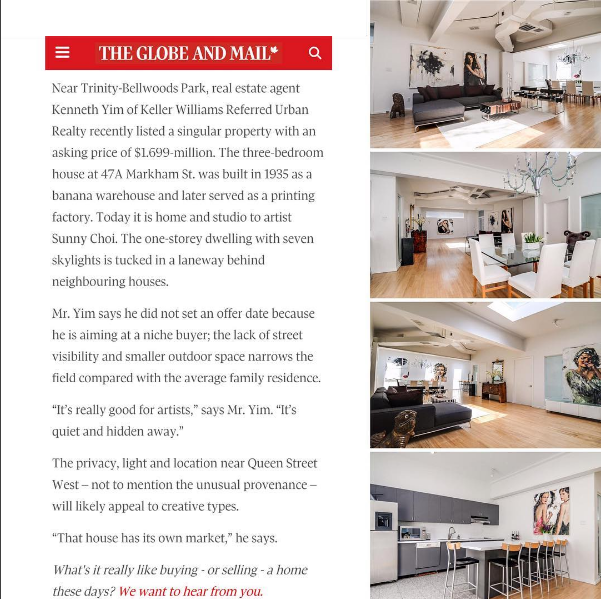 This property was featured in the Globe and Mail.