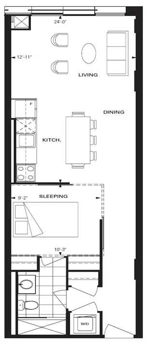 33 Mill Street #444: 645 sq ft