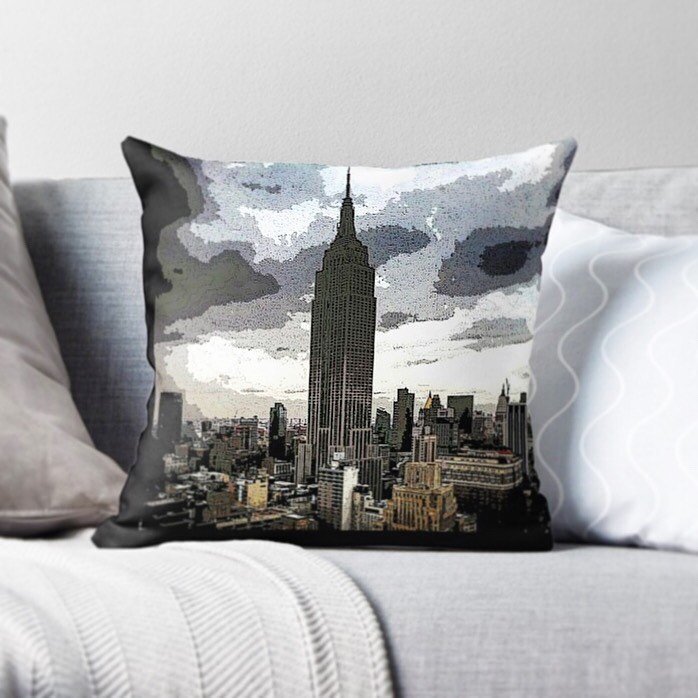 The Empire - pillow #pillow #pillowdesign #nyc #nyart #art #empirestatebuilding #manhattan #skyline #desinger #design #artistsoninstagram #instamood #atmospheric #artforsale