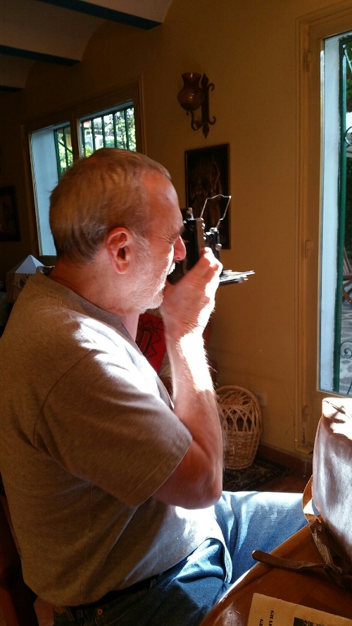 My Dad reminding himself how to use the Speed Graphic!