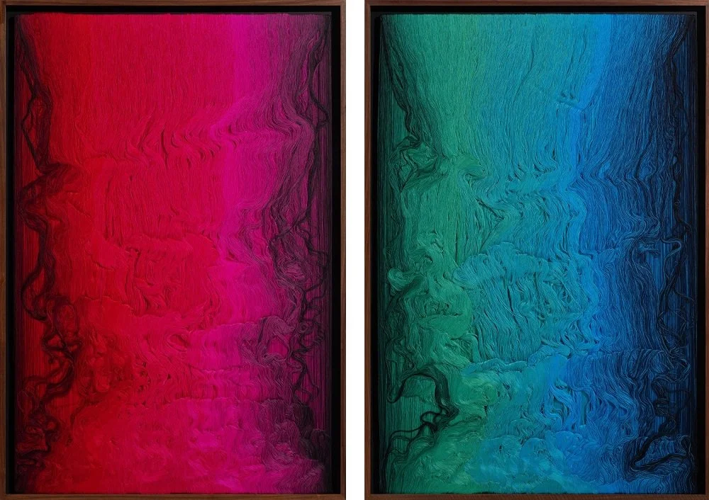    Hot, Hot [Ad Hominem series]:   2024, sewing thread, board, 129.5 × 90 cm    Hot [Ad Hominem series]:   2024, sewing thread, board, 129.5 × 90 cm 