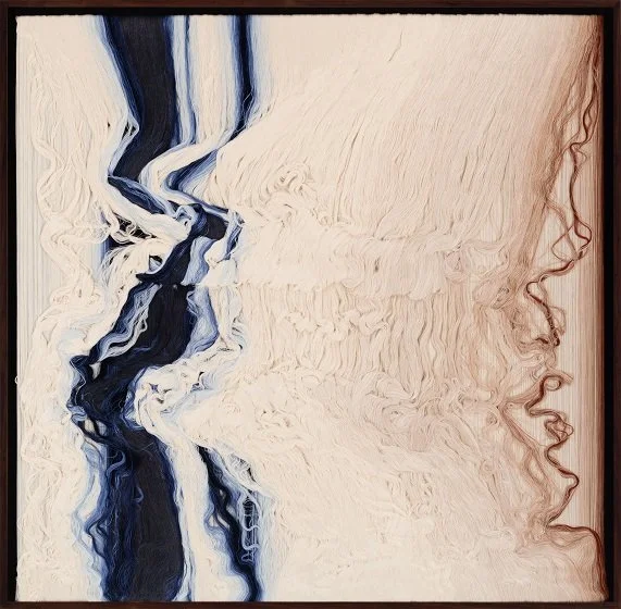    Finding Water [Ad Hominem series]:   2024, sewing thread, board, 127 × 129,5 cm 