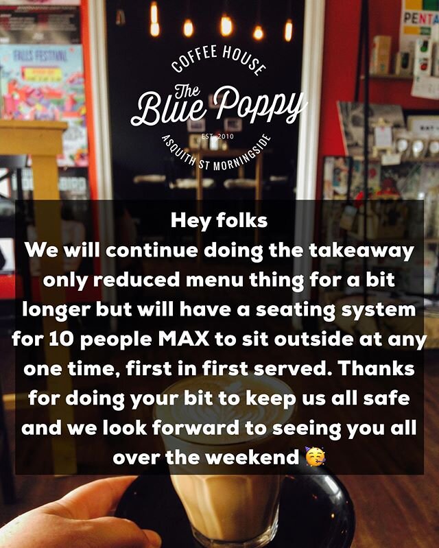 Hey folks just a heads up, we will continue doing the takeaway only menu thing for a little longer. Thanks for your support 👏🏼🥳