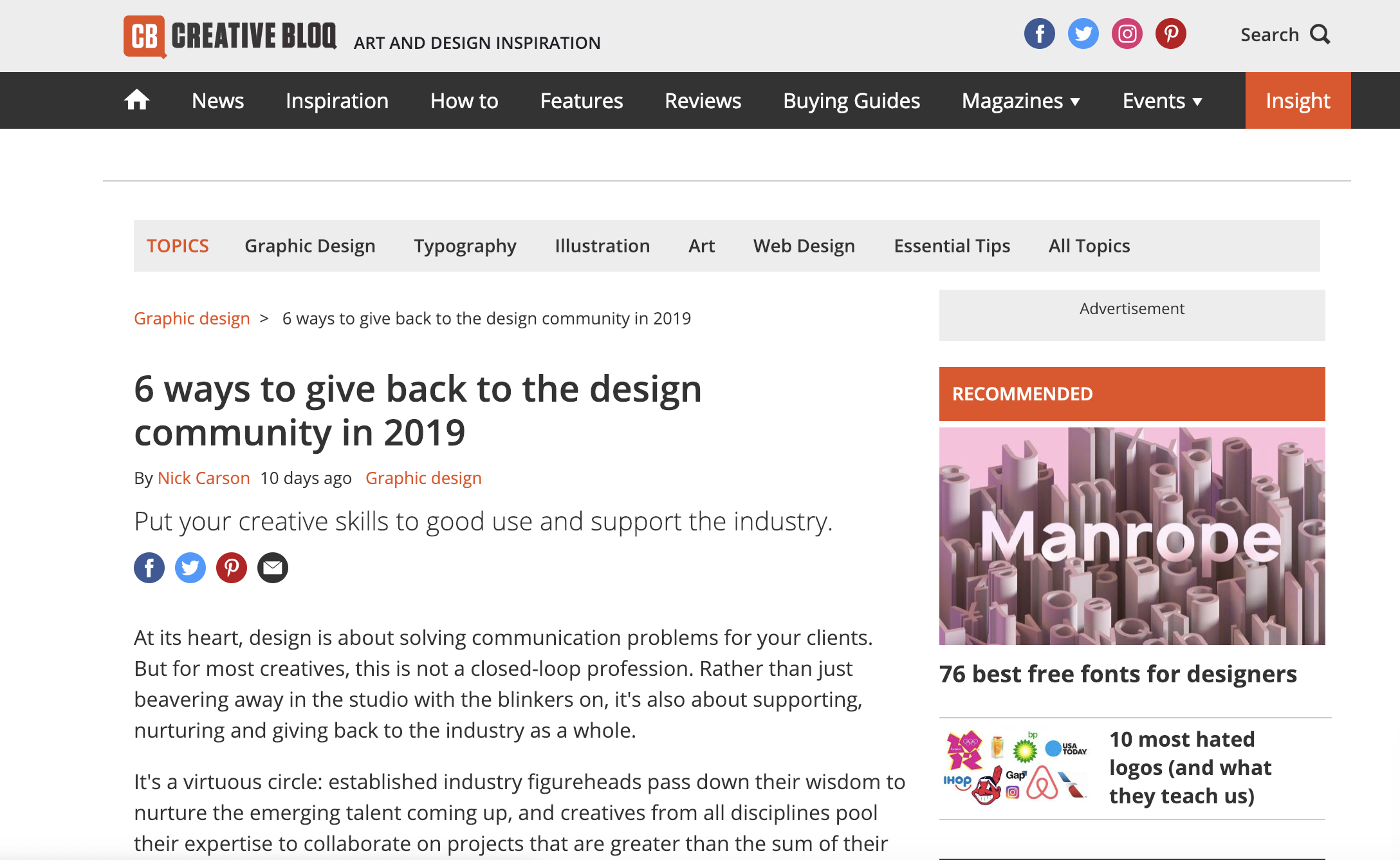 CREATIVE BLOQ FEATURE Creative Bloq did a lovely article about how we can give back to the industry, with a shoutout of The Other Box. You can read it here.