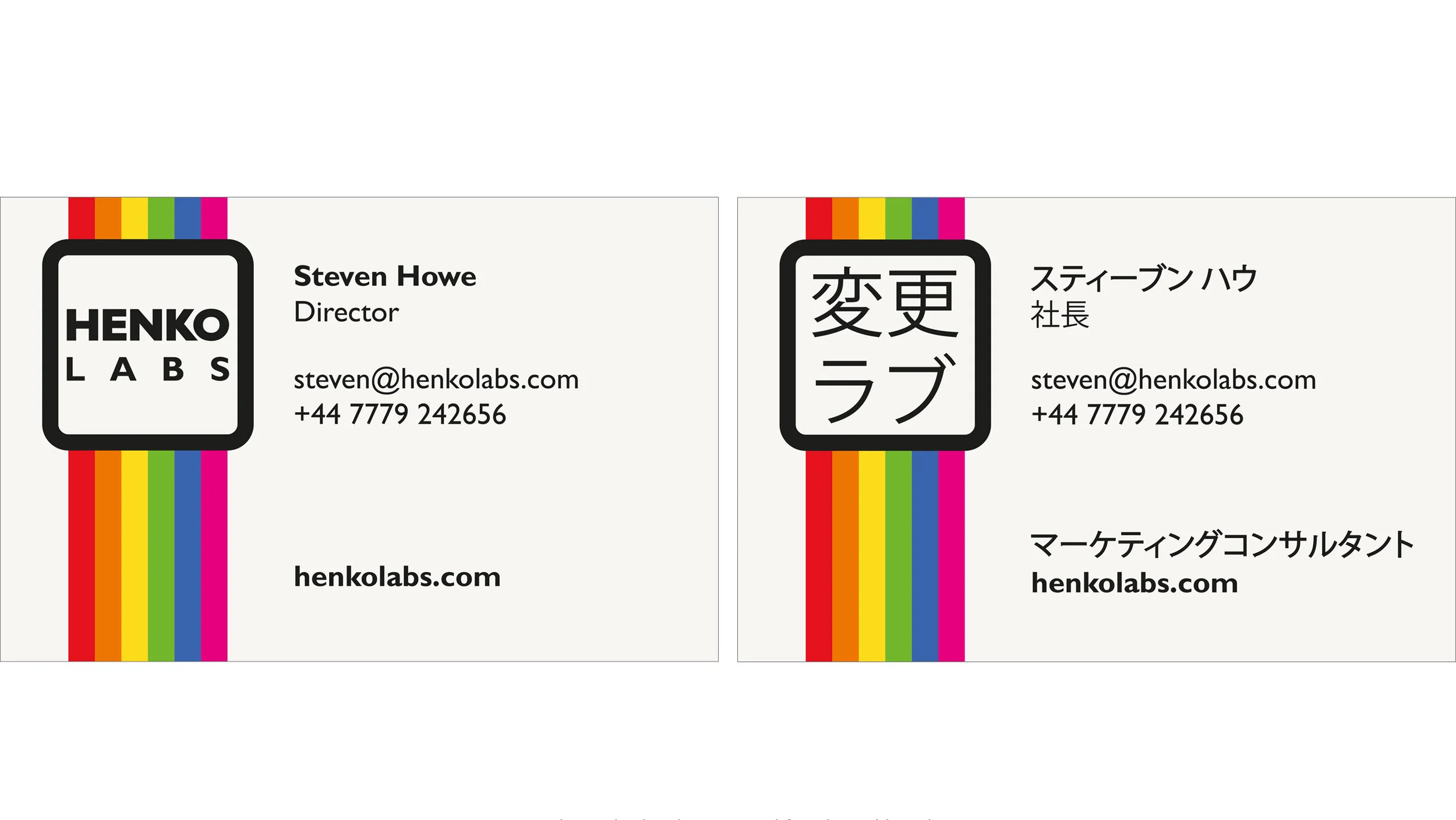  Henko Labs business card front and back 