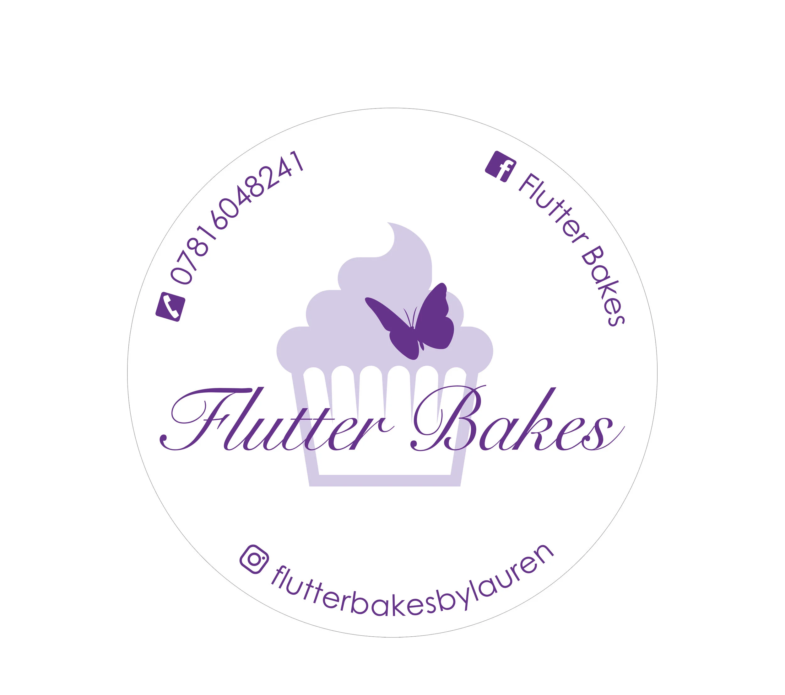  Flutter Bakes sticky packaging label 