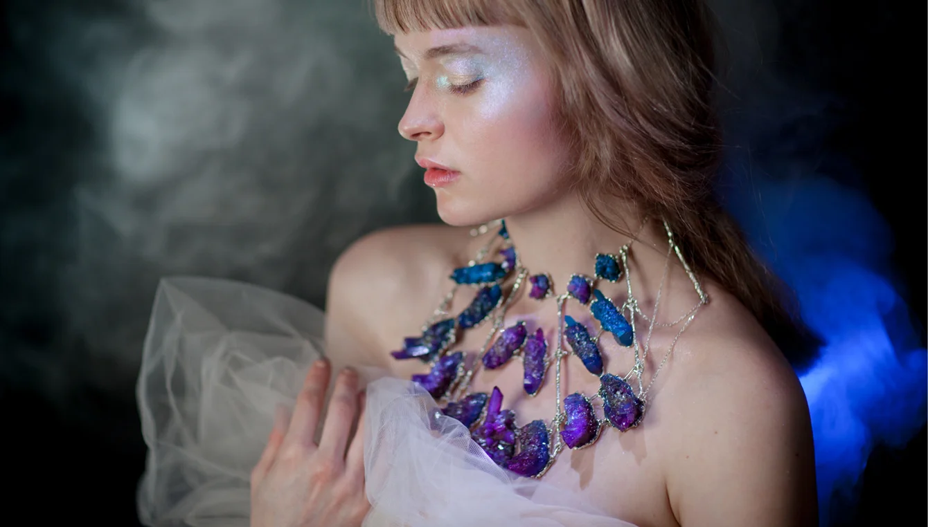 Auroral Collar, 2017. National Gallery of Victoria design store Jewellery Commission. Styling: Aimee Fairman. Photography: Aven Fray. Model: Laney.