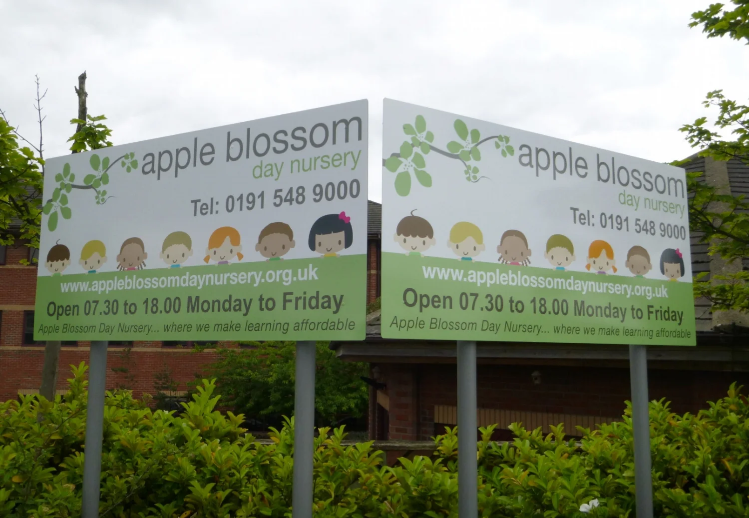 Apple Blossom Day Nursery Post Sign