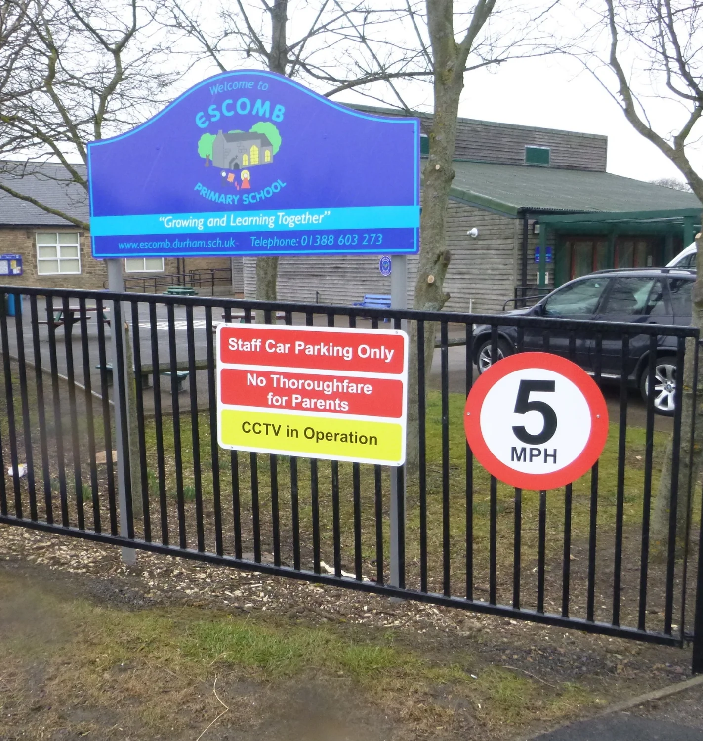 Escomb Primary School Post Sign