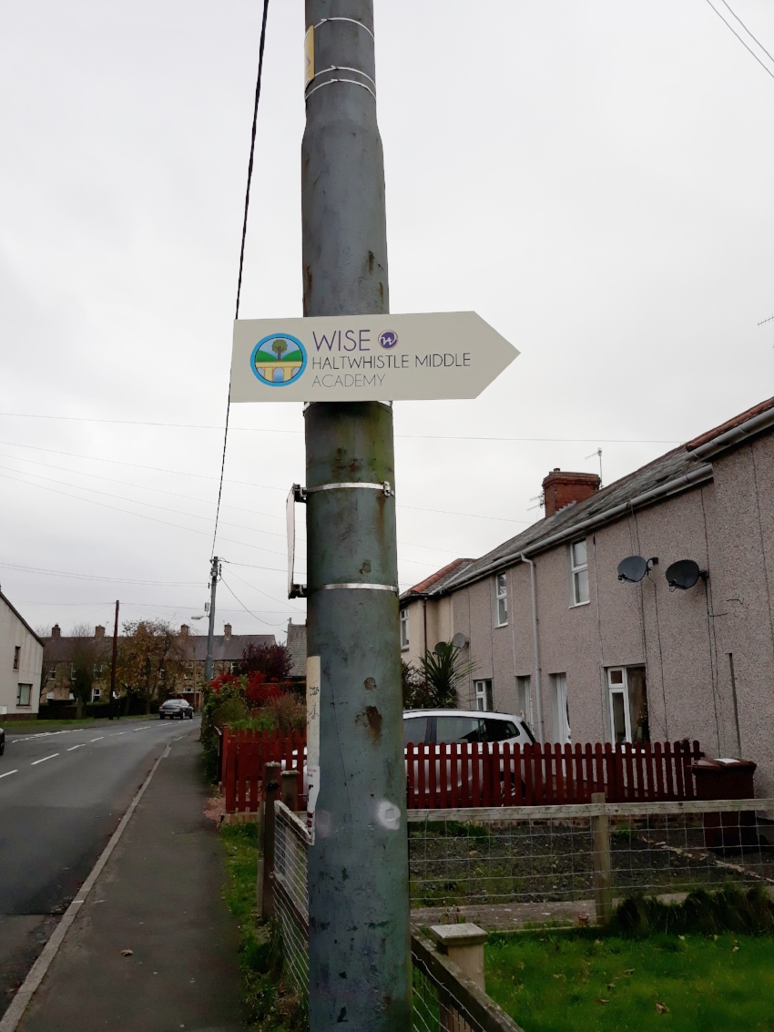 Haltwhistle Academies Lamppost Mounted Sign
