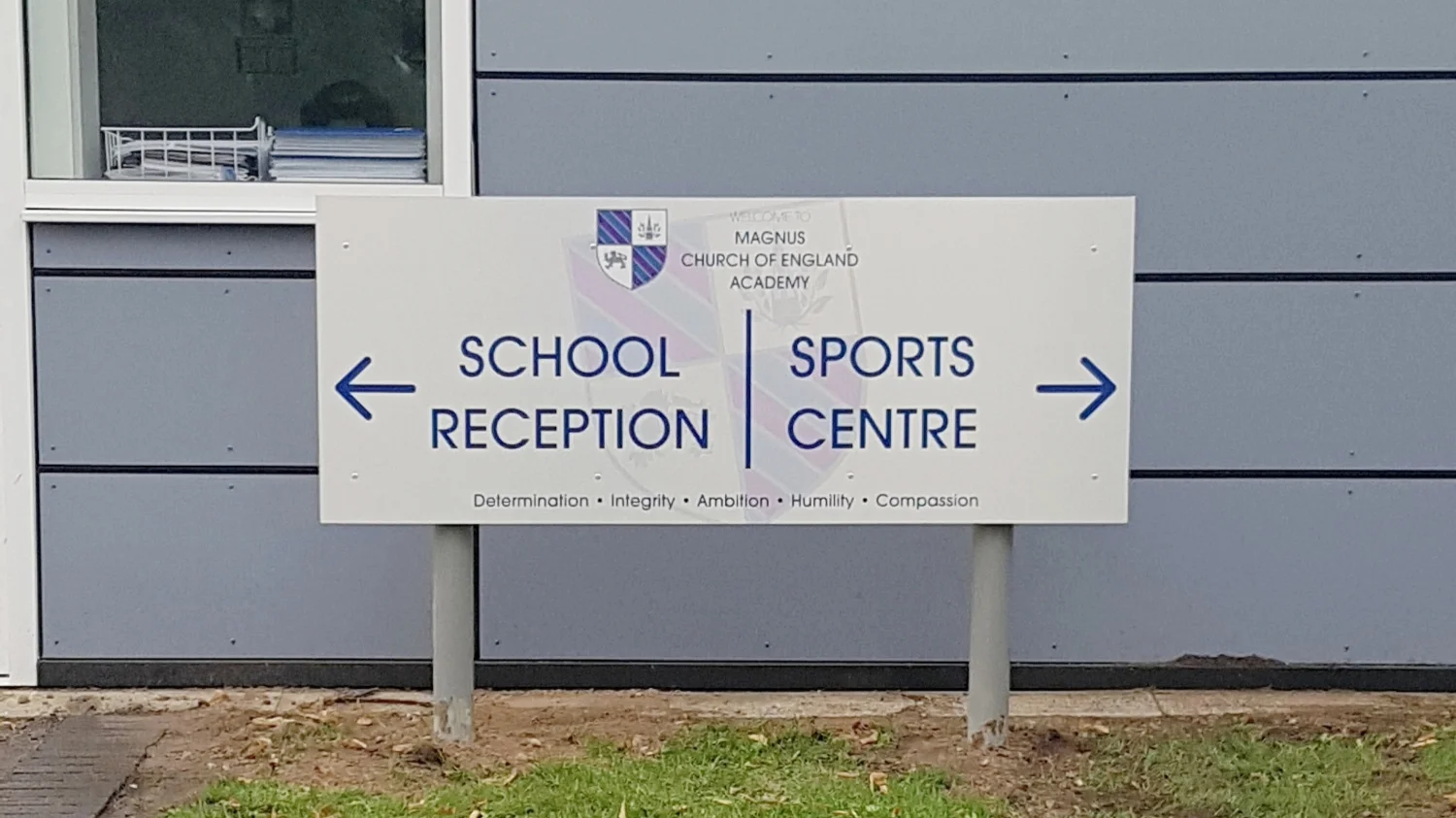 Brushed sign on new posts