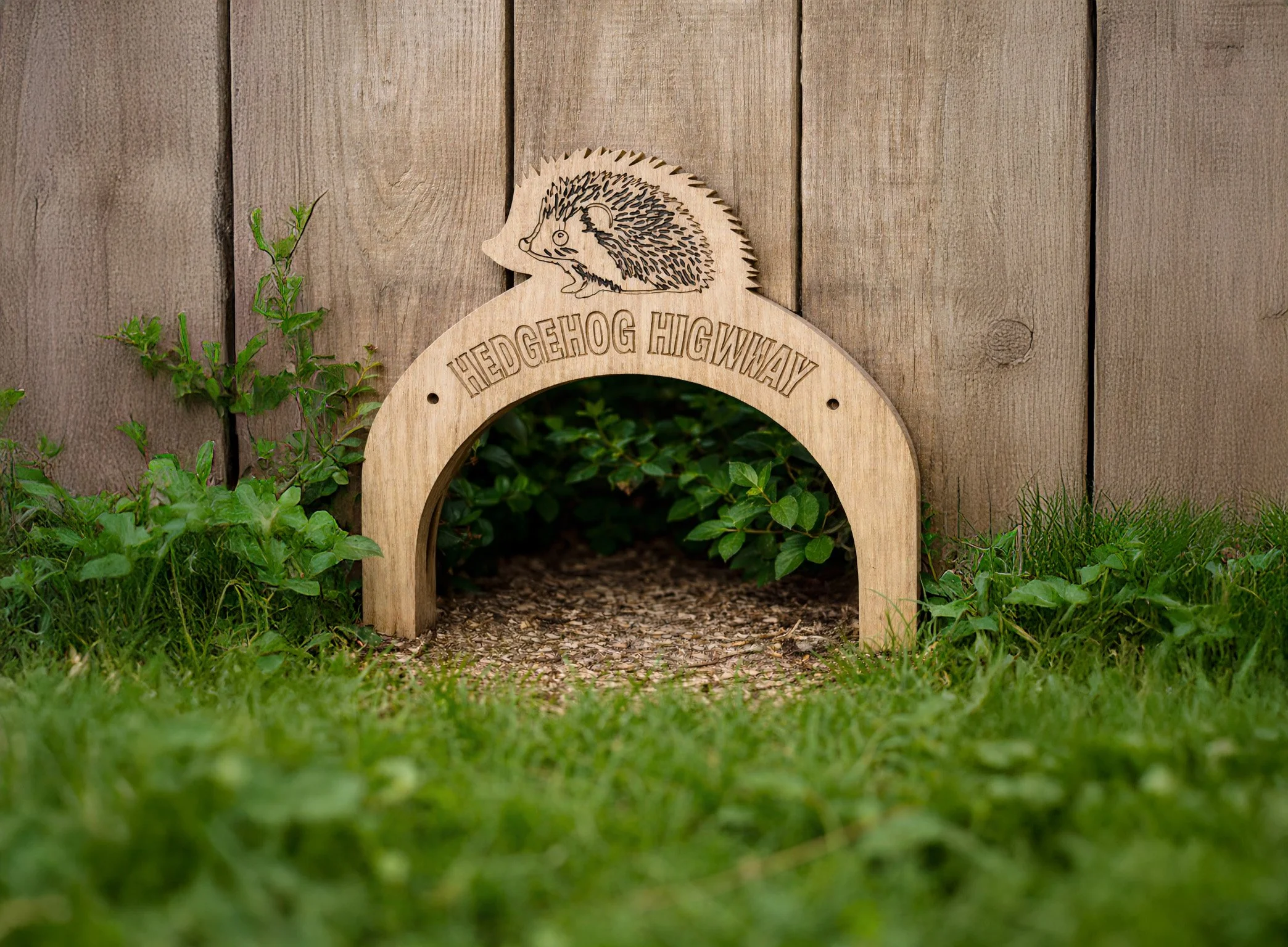 Hedgehog highway wooden archway detail (1).JPG