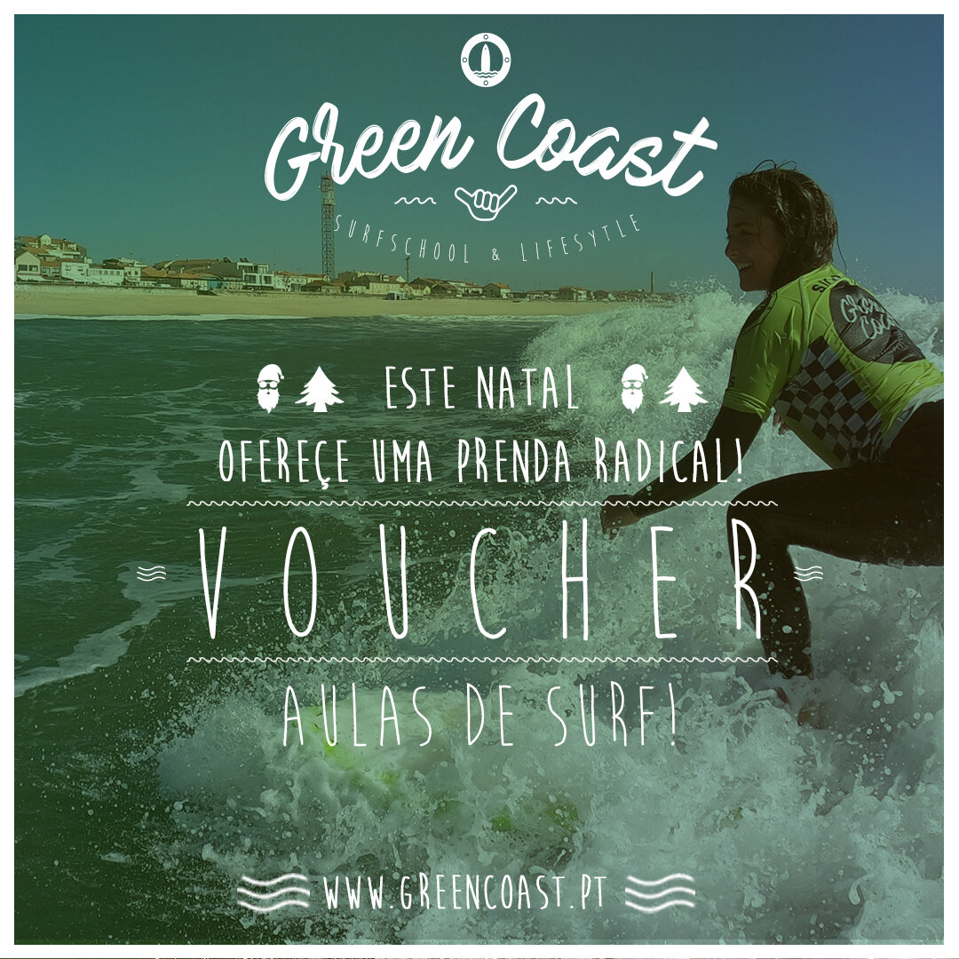 Green Coast SurfSchool &amp; LifeStyle! 〰️

Este Natal ofere&ccedil;a uma prenda radical! 

Temos vouchers com v&aacute;rios packs que poder&aacute; oferecer a quem mais gosta neste Natal! Sem d&uacute;vida que &eacute; uma prenda original e &uacute;