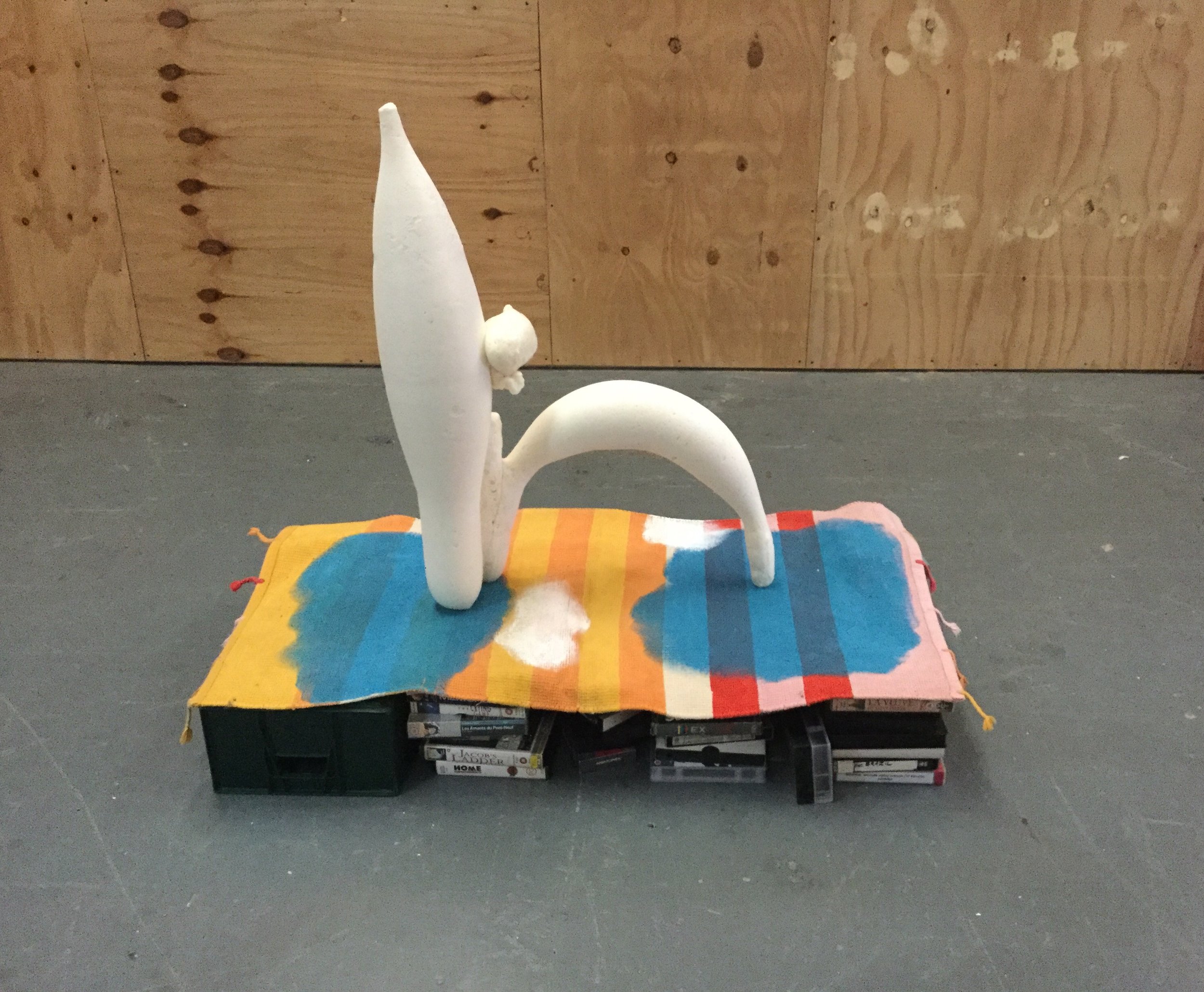 untitled, foam, rug, acrylic paint and videos, unite residency at g39, 2017