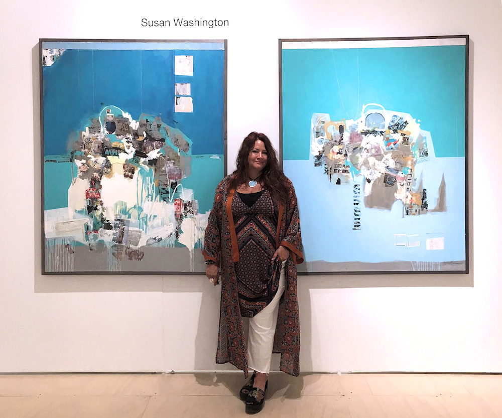 Artist and work at Art Market Hamptons