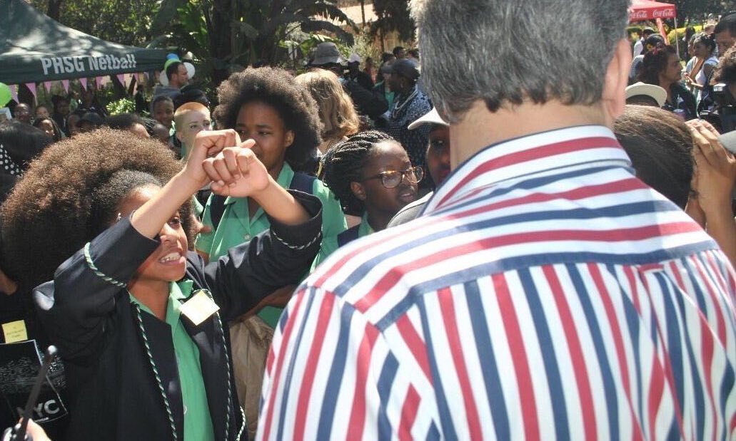 Protest at the school in Pretoria, SA