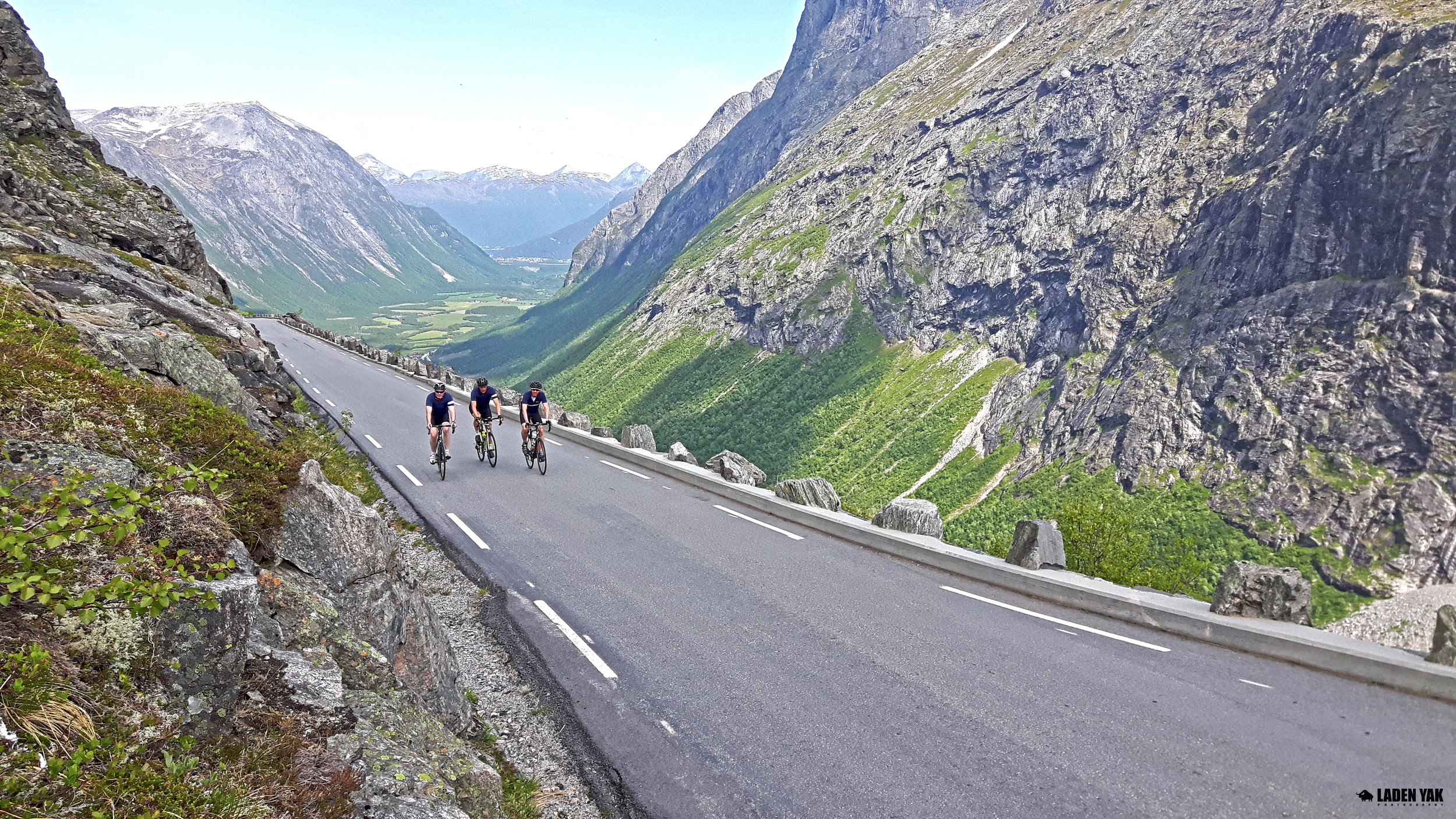 Three buddies climb the Trollstigen