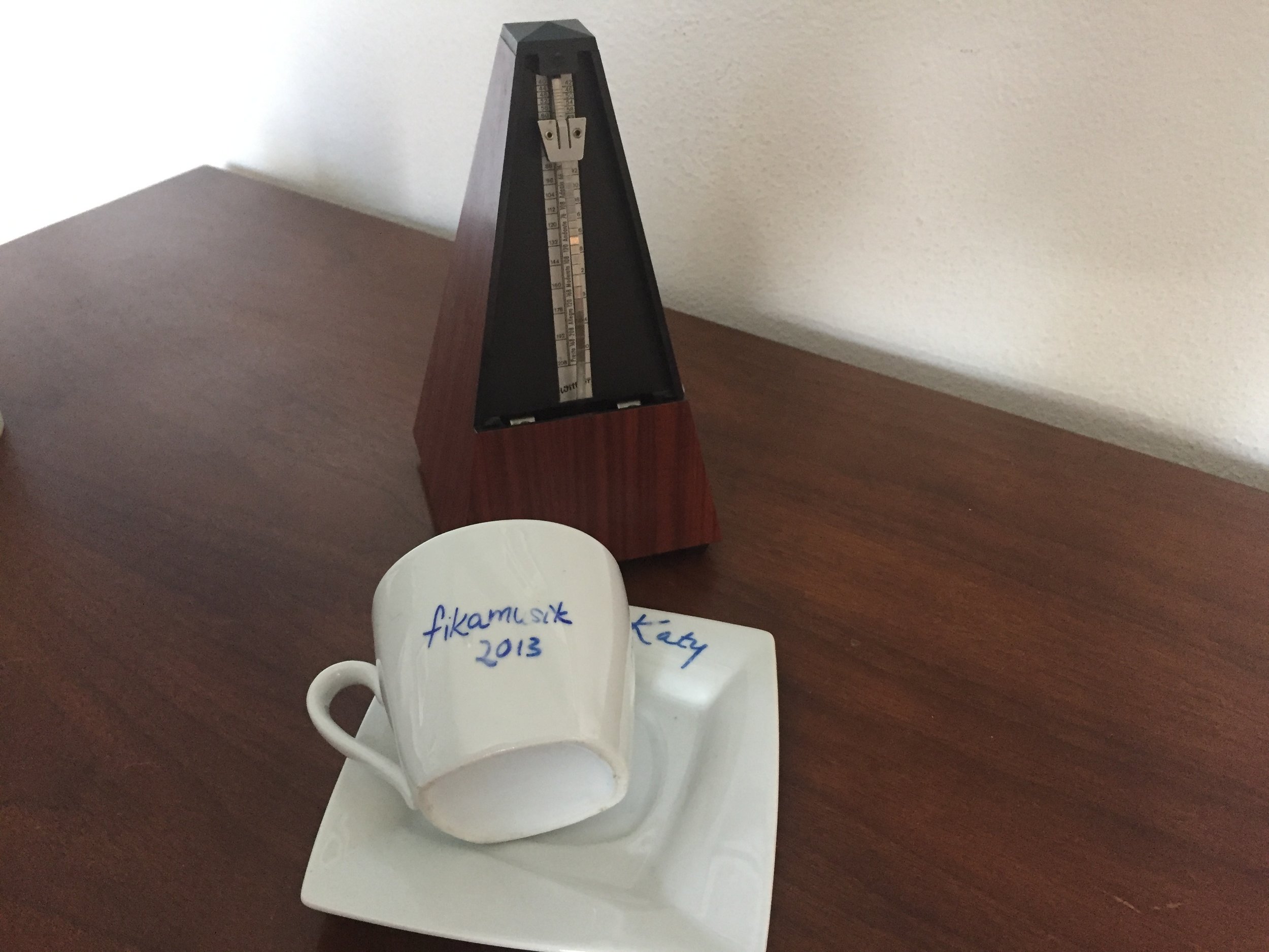 My coffee cup from my Fikamusik experience: a prized memento!