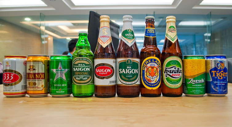 A rainbow of commercial beers available in Vietnam. from City Pass Guide