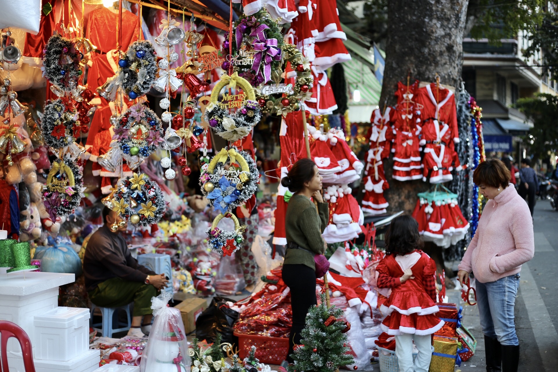 We haggled for Christmas decorations in Christmas Village, a street in Hanoi that was exclusively selling Christmas decorations.