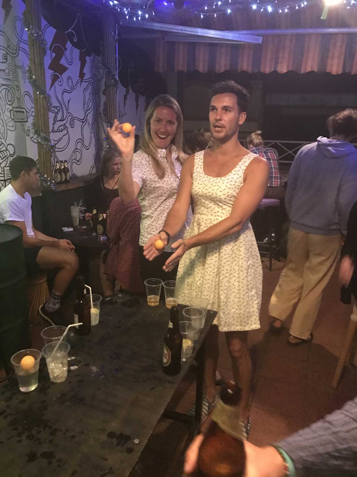 Ladies drank free at the hostel that night, so we had to.