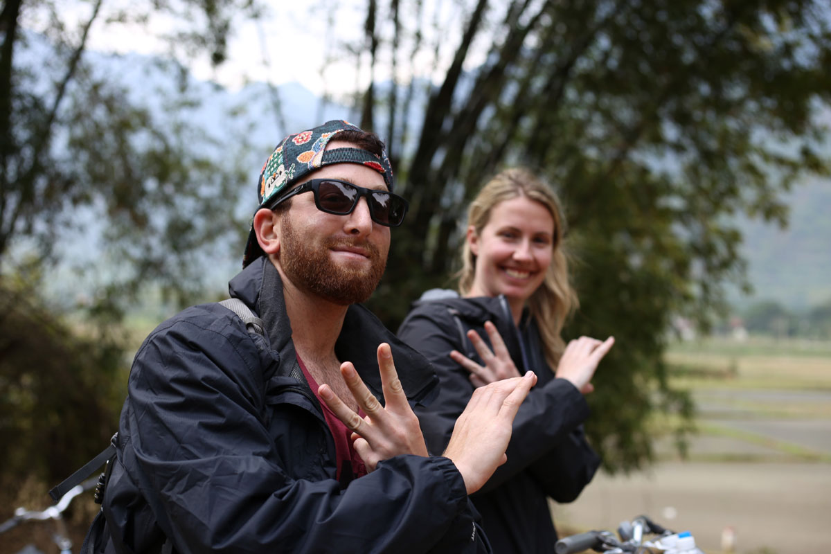 Reppin' the west coast on a bike ride through Mai Chau.