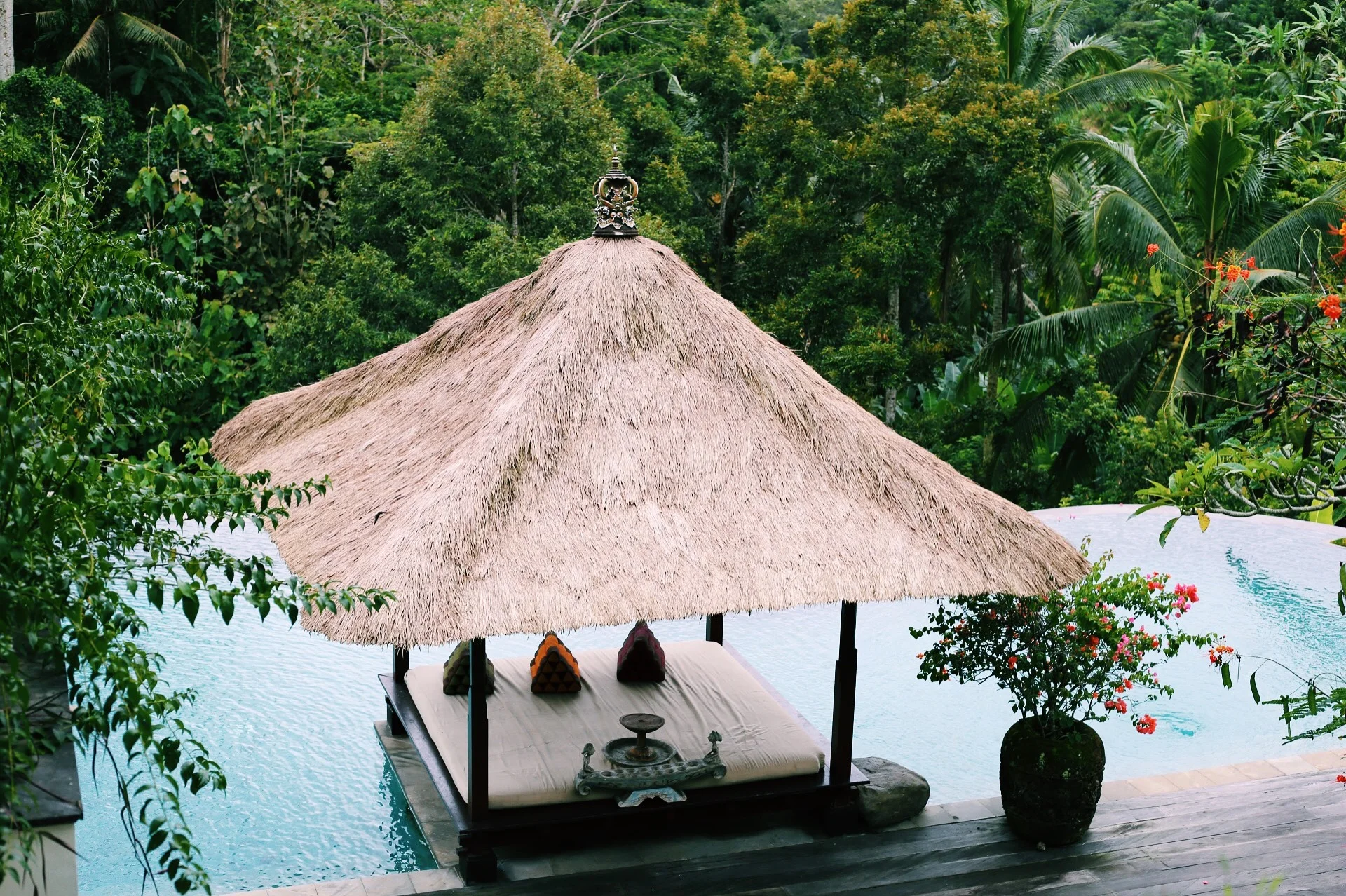 Our badass Ubud villa, complete with four suites, this pool, and around the clock staff. Not exactly backpacking.