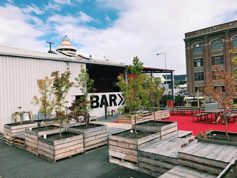 Hobart Brewing Co's outdoor patio a few minutes before it opened.